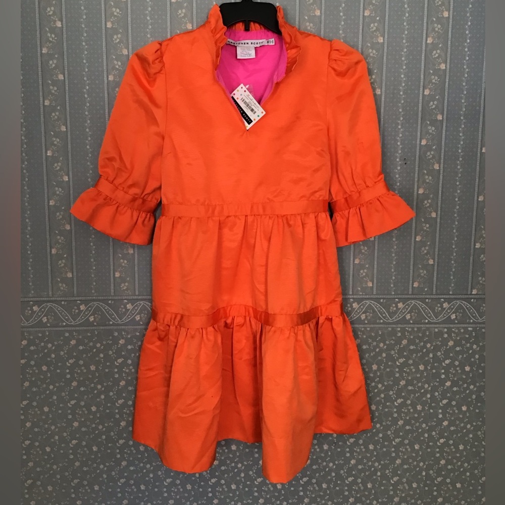 Gretchen Scott Designs Orange Dress with Pink Lining